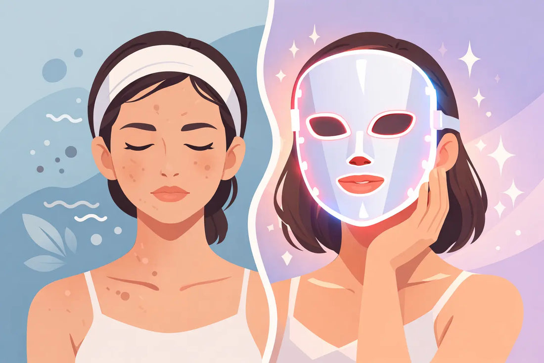 Avant après masque LED visage - vrais effets